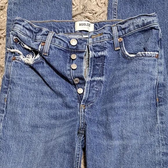 AGOLDE High-Rise Button-Fly Blue Jeans! - Picture 1 of 3